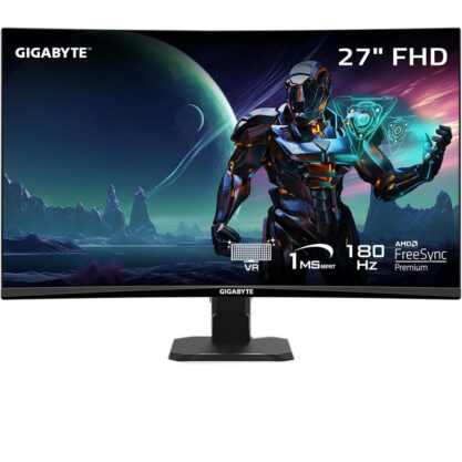 شاشة ألعاب منحنية GIGABYTE GS27FC مقاس 27 بوصة – 180 هرتز، FHD، زمن استجابة 1ms، دعم FreeSync Premium