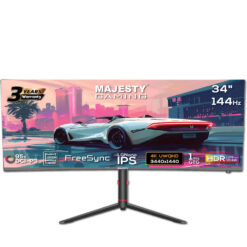 شاشة ألعاب منحنية 34 بوصة 4K 144Hz Nano IPS من Majesty – موديل MAS1-14434C