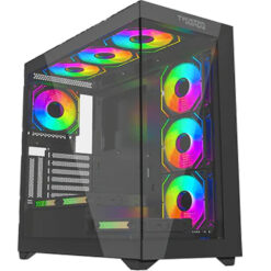 كيس ألعاب Twisted Minds Quantum – زجاج حراري، 2 مروحة ARGB، دعم USB 3.0 وType‑C، متوافق مع اللوحة الأم